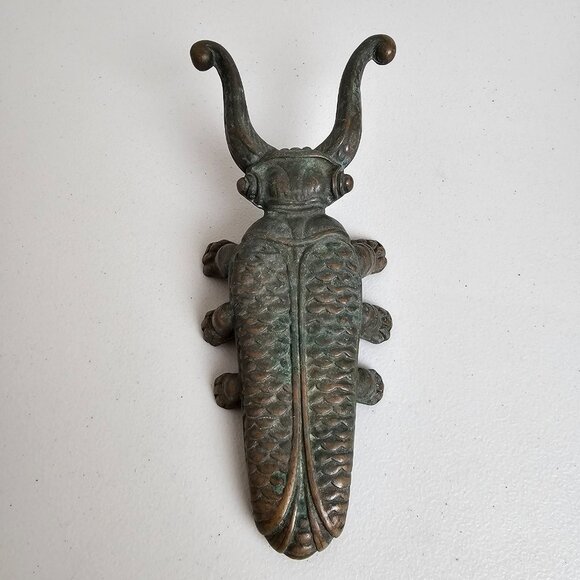 Unbranded Other - Solid Cast Brass Beetle Boot Cast/Door Stop Vintage Heavy Decor 10" Bug